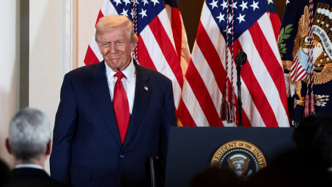 El presidente de EEUU, Donald Trump, en una comparecencia en la residencia del embajador estadounidense en Tokio. El presidente de EEUU, Donald Trump, en una comparecencia en la residencia del embajador estadounidense en Tokio.