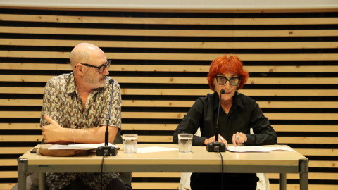 Pilar Rebaque i Antoni Coll en la roda de premsa a La Model aquest dijous 30 d'octubre.