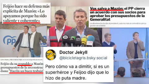 Las redes recuerdan el papel de Feijóo (y de Vox) sosteniendo a Mazón todo este año Las redes recuerdan el papel de Feijóo (y de Vox) sosteniendo a Mazón todo este año.