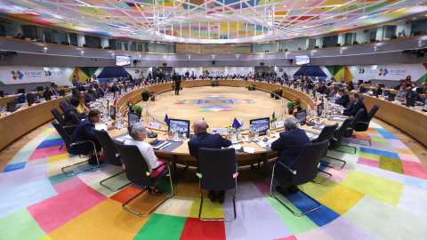 EuropaPress_5338749_handout_18_july_2023_belgium_brussels_european_council_president_charles Imagen de archivo de una sesión plenaria de la cumbre de la UE y la Comunidad de Estados Latinoamericanos y Caribeños.