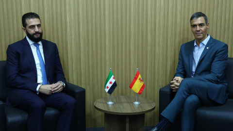 Pedro Sánchez junto al presidente de Siria. Pedro Sánchez junto al presidente de Siria.