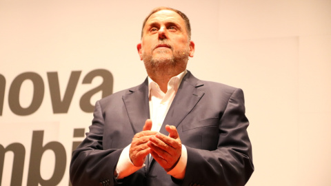 Oriol Junqueras, president d'ERC, en una imatge de la conferència que va pronunciar a Barcelona el 30 de setembre del 2025.