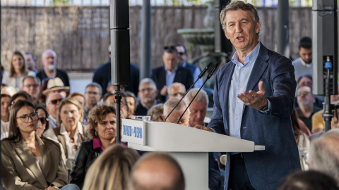 El presidente del PP, Alberto Núñez Feijóo, este lunes durante un acto político del Partido Popular en Melilla El presidente del PP, Alberto Núñez Feijóo, este lunes durante un acto político del Partido Popular en Melilla