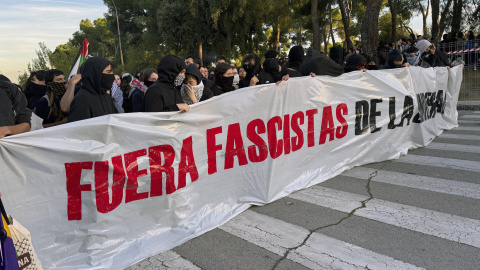 Manifestación contra Vito Quiles en el el campus de Somosaguas de la Universidad Complutense.
