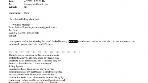 Uno de los correos electrónicos que señala a Donald Trump en el 'caso Epstein'.