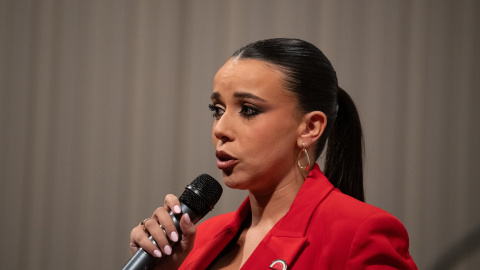 La periodista Sarah Santaolalla durante el acto de 'Público'.