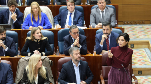 La presidenta de la Comunidad de Madrid, Isabel Díaz Ayuso, durante un pleno en la Asamblea de Madrid, a 13 de noviembre de 2025, en Madrid (España).