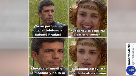 Un meme sobre la comparecencia de Carlos Mazón. Un meme sobre la comparecencia de Carlos Mazón.