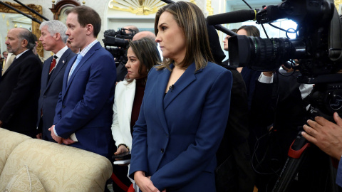 La corresponsal de ABC News en la Casa Blanca, Mary Bruce, durante la comparecencia de Donald Trump y el príncipe heredero y primer ministro saudí, Mohammed bin Salman, en el Despacho Oval. La corresponsal de ABC News en la Casa Blanca, Mary Bruce, durante la comparecencia de Donald Trump y el príncipe heredero y primer ministro saudí, Mohammed bin Salman, en el Despacho Oval.