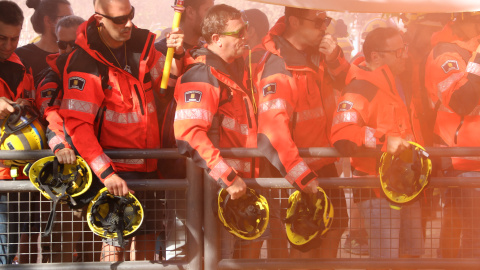 Els bombers voluntaris protestant en una imatge d'arxiu Els bombers voluntaris protestant en una imatge d'arxiu