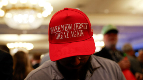 trump Imagen de un simpatizante republicano en un mitin electoral de Nueva Jersey.