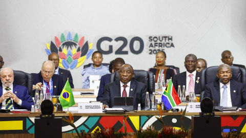 Cyril Ramaphosa en la cumbre del G-20 en Johannessburgo (Sudáfrica). Cyril Ramaphosa en la cumbre del G-20 en Johannessburgo (Sudáfrica).