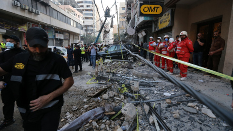 Beirut tras el bombardeo de Israel este domingo.