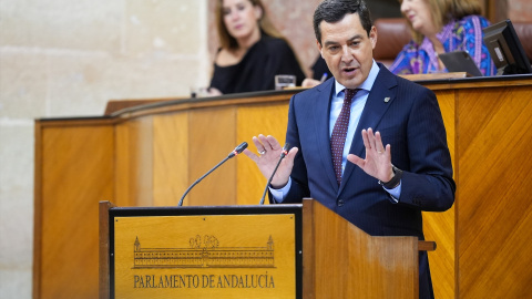 El presidente de la Junta de Andalucía, Juanma Moreno, este jueves. El presidente de la Junta de Andalucía, Juanma Moreno, este jueves.
