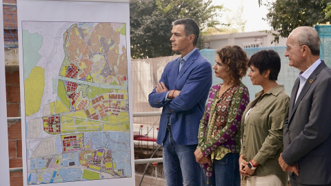 El presidente del Gobierno, Pedro Sánchez visita una promoción de viviendas de alquiler asequible en el distrito de Campanillas en Málaga (Andalucía, España), a 14 de septiembre de 2025.