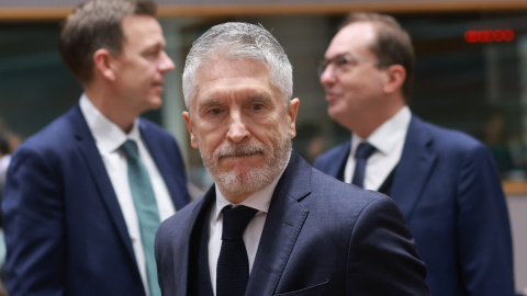 El ministro de Interior, Fernando Grande-Marlaska a su llegada al consejo Justicia y Asuntos de Interior, EB Forum, en Bruselas.