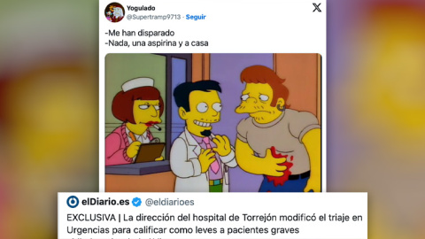 Un meme ironizando con una noticia sobre el Hospital de Torrejón.