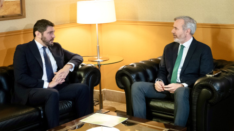 Reunión de este martes entre Jorge Azcón, presidente de Aragón, y Alejandro Nolasco, líder de Vox en la comunidad autónoma. Partido Popular