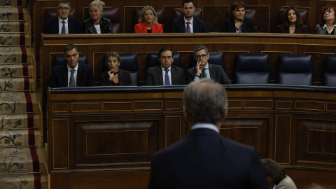 Feijóo Sánchez Cara a cara entre Pedro Sánchez y Alberto Núñez Feijóo en el Congreso a 10 de diciembre de 2025.