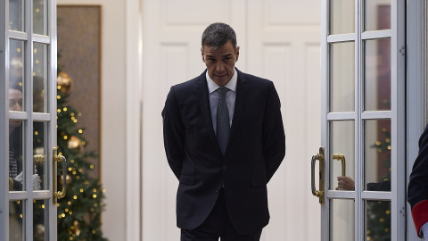 EuropaPress_7161347_presidente_gobierno_pedro_sanchez_antes_recibir_presidente_estado_palestina El presidente del Gobierno, Pedro Sánchez, en el Palacio de La Moncloa en una imagen de archivo.