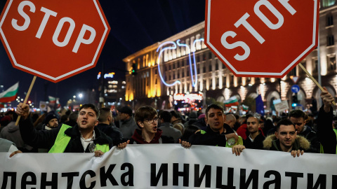 Imagen de las protestas de la noche del miércoles al jueves en Sofía.