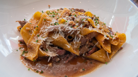 Pasta con ragú de pato.