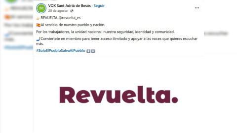 Vox Sant Adria Agosto 2025 (1) Captura de pantalla de la publicación de Vox Sant Adrià de Besòs.