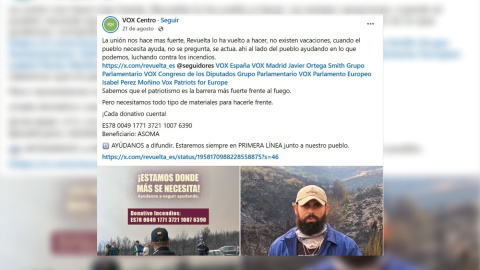 Captura de pantalla de la publicación de Vox Centro (Madrid) del 21 de agosto de 2025.