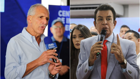 El ultraderechista Nasry Asfura, del Partido Nacional (i), y el candidato de centro-derecha Salvador Nasralla, del Partido Liberal (d).