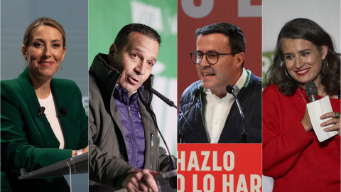 Candidatos a las elecciones de Extremadura: María Guardiola, Óscar Fernández, Miguel Ángel Gallardo e Irene de Miguel.