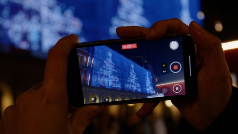 Proyección de luces en la Plaza Mayor de Madrid