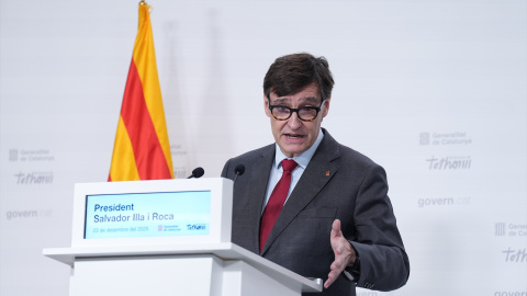 El presidente de la  Generalitat de Catalunya, Salvador Illa, durante una rueda de prensa tras la reunión del Consell Executiu.