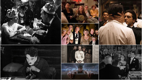 De izq. a der, imágenes de las películas 'El apartamento', 'Los amigos de Peter', 'El Padrino II', 'La aventura del Poseidon', 'La quimera del oro', 'Snowpierce', 'El crepúsculo de los dioses', y 'El gran salto'.