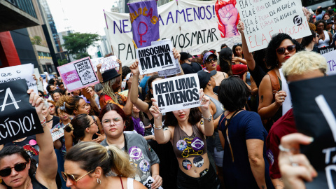 Manifestación contra la violencia machista en San Paulo Manifestación contra la violencia machista en San Paulo.
