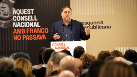 El líder d'ERC, Oriol Junqueras, durant el Consell Nacional del seu partit