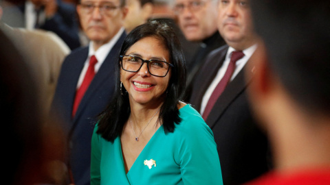 La presidenta encargada de Venezuela, Delcy Rodríguez, durante su jura del cargo.