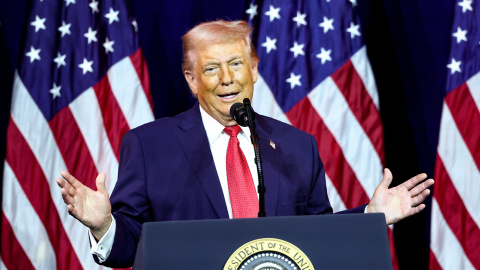 Foto de archivo del presidente de EEUU, Donald Trump, dirigiéndose a los republicanos.