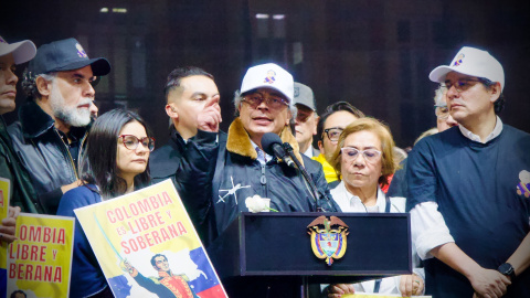 Gustavo Petro El presidente colombiano, Gustavo Petro, durante un mitin en defensa de la soberanía nacional, en Bogotá.