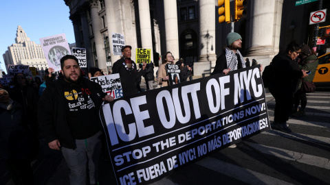 Protestas contra Servicio de Control de Inmigración y Aduanas (ICE) Protestas contra el Servicio de Control de Inmigración y Aduanas (ICE) en Nueva York.