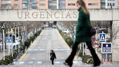 Entrada de urgencias del Hospital de Alcorcón, que es gestionado por una fundación pública sanitaria.
