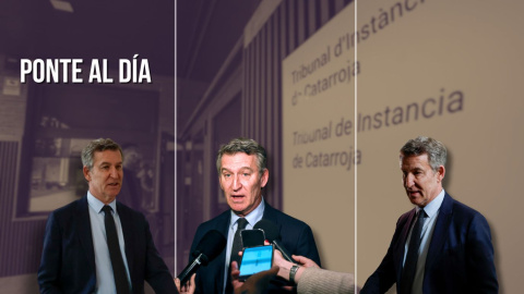 Montaje del líder del PP, Alberto Núñez Feijóo, el día en que ha comparecido ante la jueza de la DANA. Montaje del líder del PP, Alberto Núñez Feijóo, el día en que ha comparecido ante la jueza de la DANA.