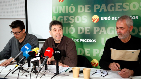 Roda de premsa d'Unió de Pagesos celebrada a Lleida aquest dimarts per valorar les pèrdues provocades per la pesta porcina. 13/01/2026 Roda de premsa d'Unió de Pagesos celebrada a Lleida aquest dimarts per valorar les pèrdues provocades per la pesta porcina.