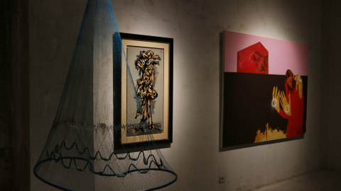 Algunes obres de l’exposició ‘Transnarcís’ de la galeria Mayoral de Barcelona