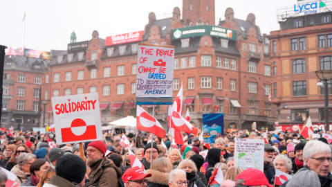 Protesta por Groenlandia en Copenhague, este sábado. Protesta por Groenlandia en Copenhague, este sábado.