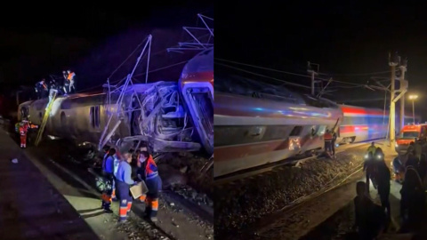 Imagen del tren descarrilado en Córdoba, este domingo. Imagen del tren descarrilado en Córdoba, este domingo.
