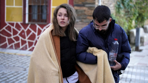 Víctimas del accidente, este lunes por la mañana.