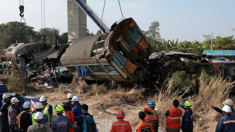 Foto del tren tras el accidente.