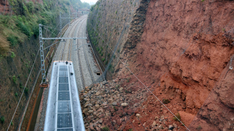 Pla general del talús que ha provocat l'accident de Vacarisses el 20 de novembre de 2018