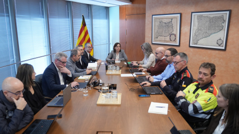 La consellera Sílvia Paneque en la reunión de seguimiento de la situación ferroviaria en Catalunya.