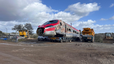 Uno de los vagones del Iryo accidentado en Adamuz.